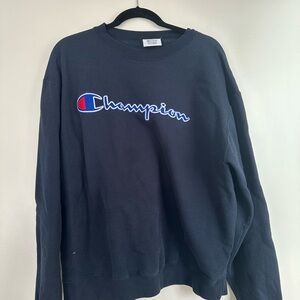 Champion Blue Sweatshirt Hoodie Classic Logo